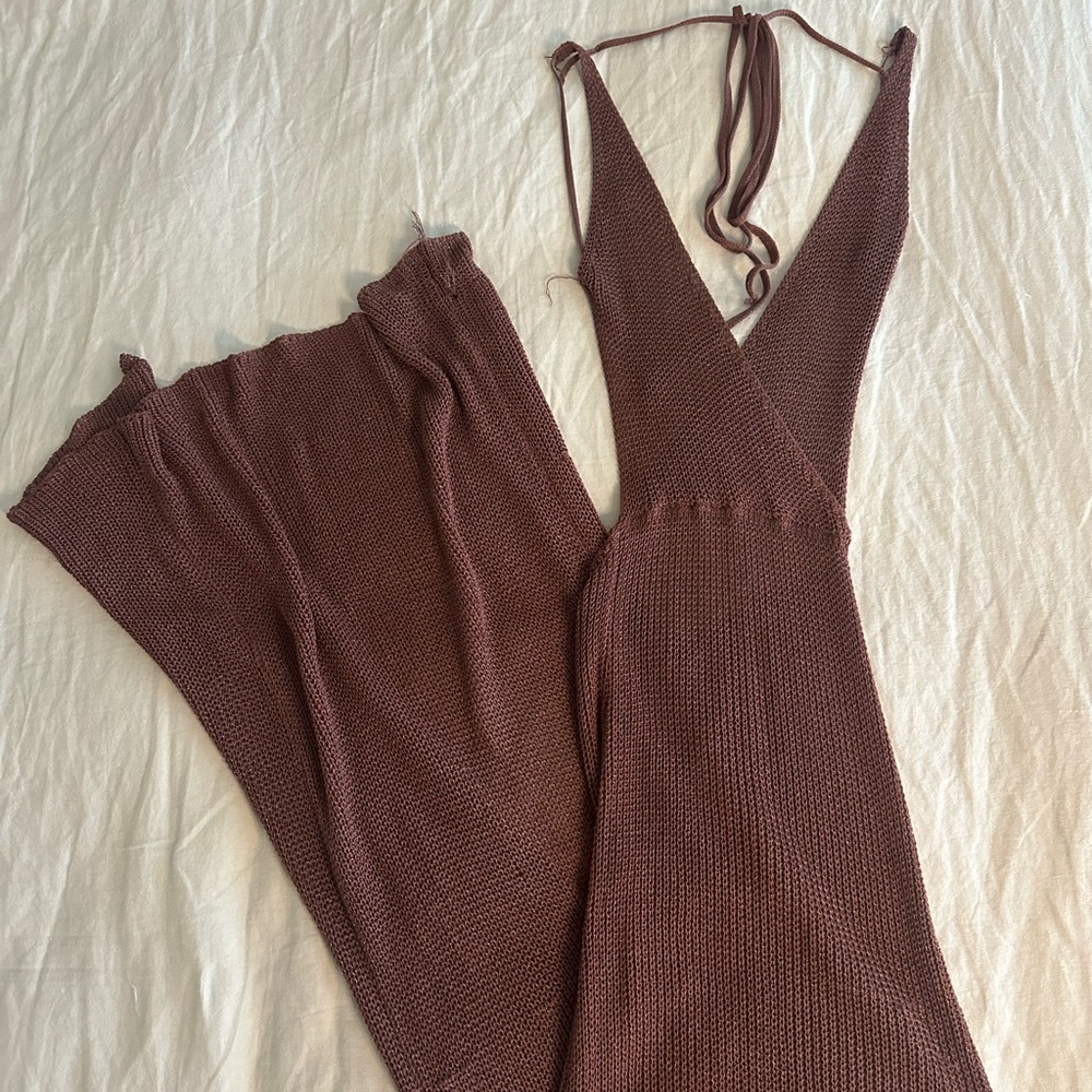 beautiful brown shimmer crochet dress